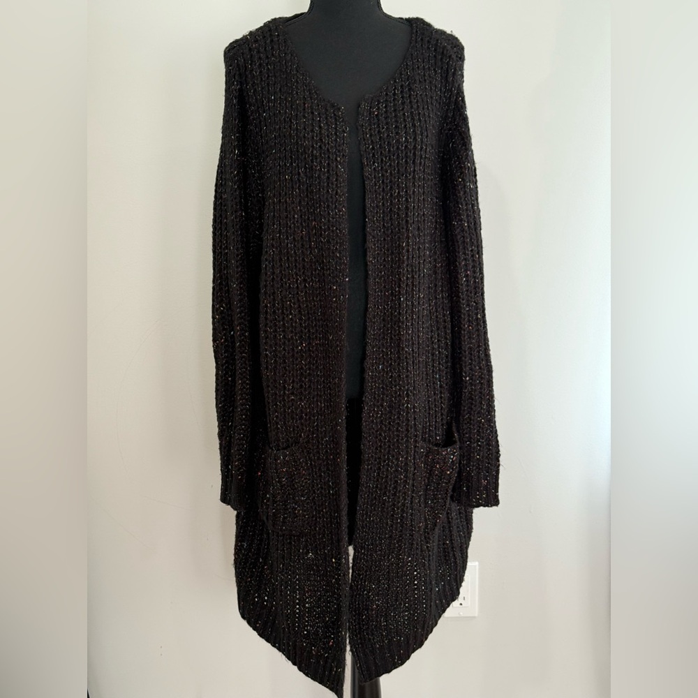 NY‎ Collection XL Elegant Black Women's Cardigan with Pockets 567